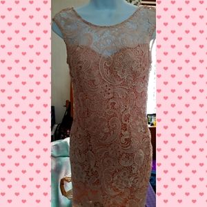 Light pink lace sleeveless dress